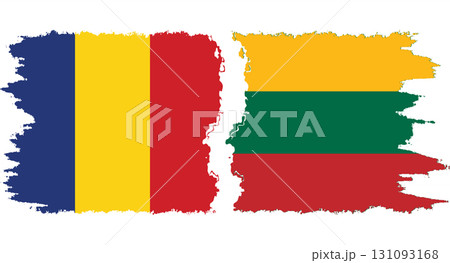 Lithuania and Romania grunge flags connection vector 131093168