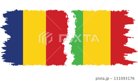 Mali and Romania grunge flags connection vector 131093176