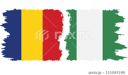Nigeria and Romania grunge flags connection vector 131093199