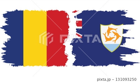 Anguilla and Romania grunge flags connection vector 131093250