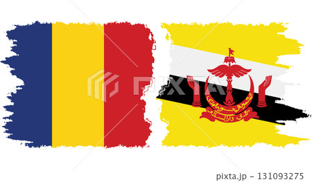 Brunei and Romania grunge flags connection vector Brunei and Romania grunge flags connection vector 131093275