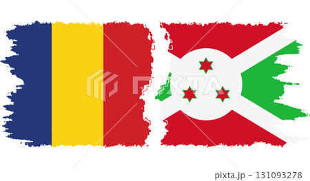 Burundi and Romania grunge flags connection vector 131093278