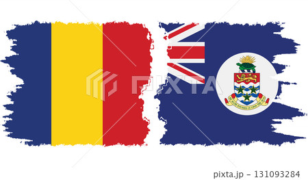 Cayman Islands and Romania grunge flags connection vector 131093284