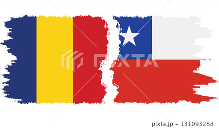 Chile and Romania grunge flags connection vector 131093288