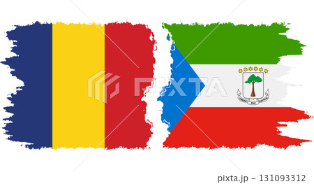 Equatorial Guinea and Romania grunge flags connection vector 131093312