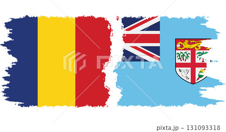 Fiji and Romania grunge flags connection vector Fiji and Romania grunge flags connection vector 131093318