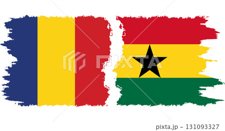Ghana and Romania grunge flags connection vector Ghana and Romania grunge flags connection vector 131093327