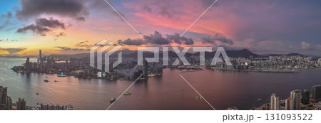 Aug 1 2025 Kowloon Waterfront Skyline Overlooking Victoria Harbour Hong Kong Aug 1 2025 Kowloon Waterfront Skyline Overlooking Victoria Harbour Hong Kong 131093522