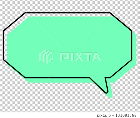 A simple, misaligned speech bubble in a long, octagonal shape 131093568