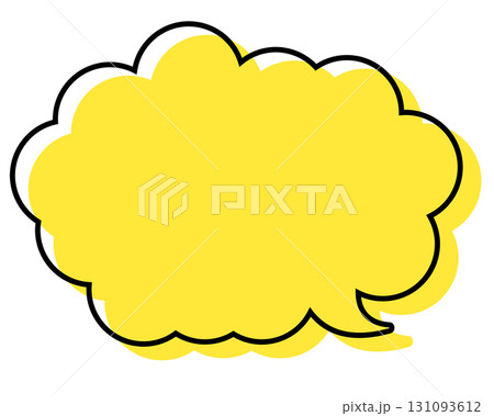 シンプルな線がずれた吹き出し　丸みのある雲形 131093612