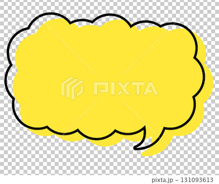 シンプルな線がずれた吹き出し　細長い雲形 131093613