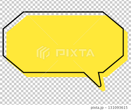 A simple, misaligned speech bubble in a long, octagonal shape 131093615