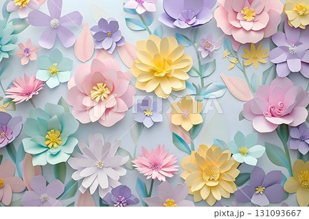 paper background pattern, an artistic arrangement of colorful flowers paper background pattern, an artistic arrangement of colorful flowers 131093667