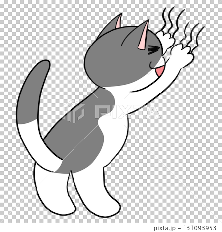 Illustration of a cat scratching its claws 131093953