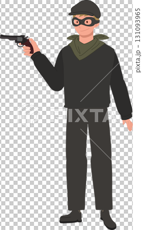 robber thief burglar bandit criminal masked man with gun 131093965