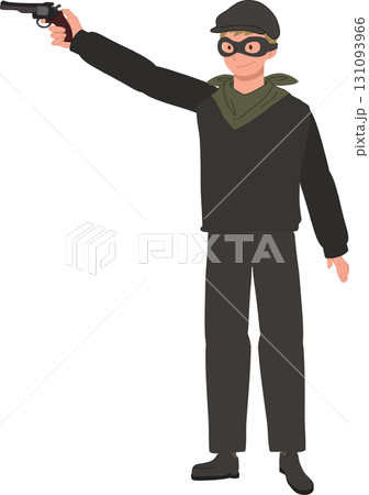 burglar bandit with pistol wearing mask dark clothing 131093966