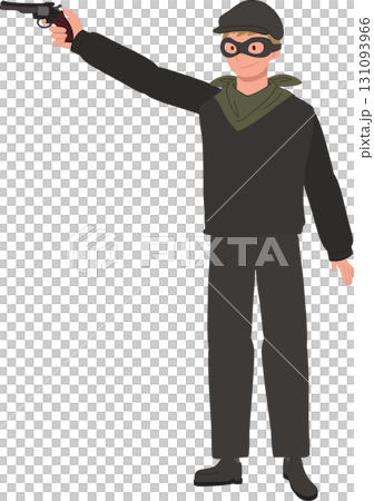 burglar bandit with pistol wearing mask dark clothing 131093966