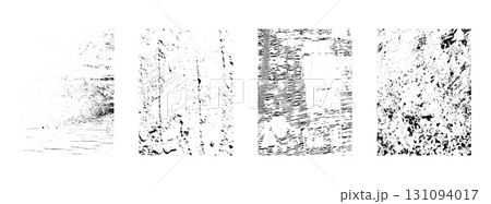 Set of black and white textures for overlay. Vector graphics. Different types of stamps 131094017