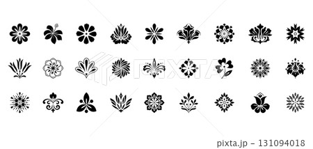 Flower icons set. Isolated elements for design. Vector graphics. 131094018