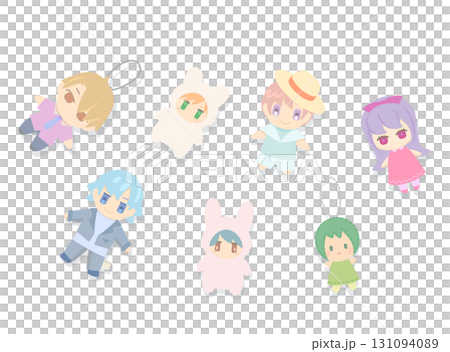 ぬいぐるみ風の手作りマスコットのイラスト ぬいぐるみ風の手作りマスコットのイラスト 131094089