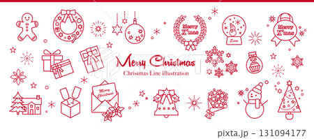 クリスマス・ラインイラスト(アイコン)セット〜ギフト、ツリー、雪だるまなど〜|Holiday クリスマス・ラインイラスト(アイコン)セット〜ギフト、ツリー、雪だるまなど〜|Holiday 131094177