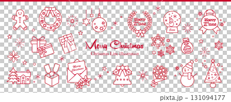 クリスマス・ラインイラスト(アイコン)セット〜ギフト、ツリー、雪だるまなど〜|Holiday クリスマス・ラインイラスト(アイコン)セット〜ギフト、ツリー、雪だるまなど〜|Holiday 131094177