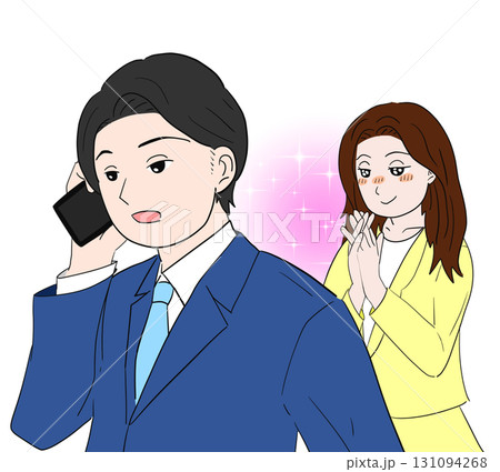男性に片思いしている女性のイラスト 131094268