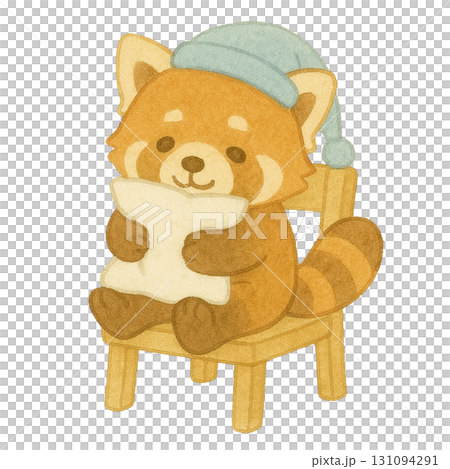 おやすみ前のレッサーパンダのイラスト おやすみ前のレッサーパンダのイラスト 131094291