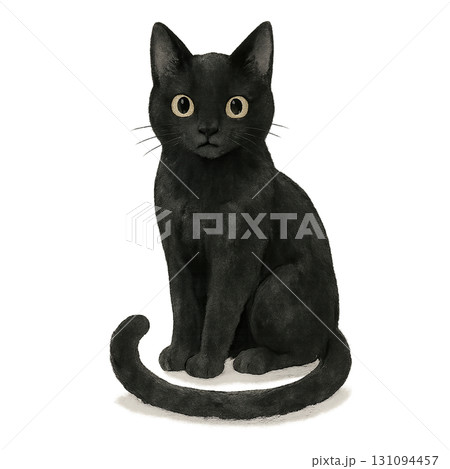 正面を向いて座る黒猫のイラスト素材(PNG切り抜き) 正面を向いて座る黒猫のイラスト素材(PNG切り抜き) 131094457