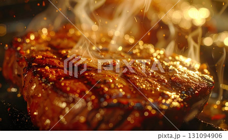 《AI画像》バーベキューで焼いているステーキ肉 《AI画像》バーベキューで焼いているステーキ肉 131094906