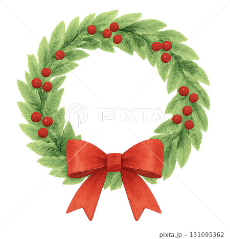 クリスマスリースのイラスト素材(リボン・装飾付き/PNG切り抜き) クリスマスリースのイラスト素材(リボン・装飾付き/PNG切り抜き) 131095362