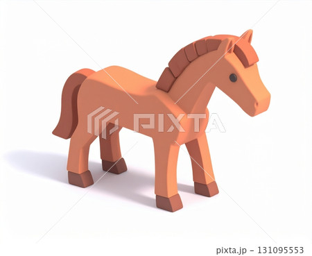 馬の立体キャラクターCGイラスト素材 131095553