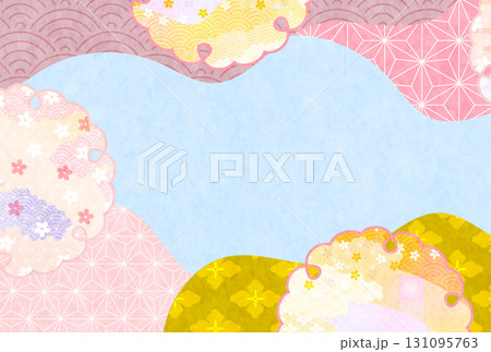 桜　和柄　年賀状　背景	 131095763