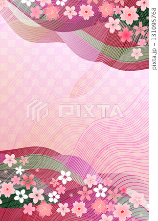 桜　和柄　年賀状　背景	 131095768