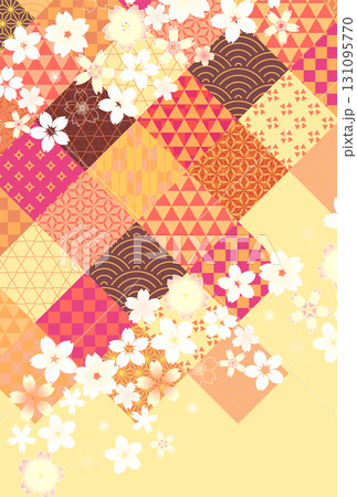 桜　和柄　年賀状　背景	 131095770