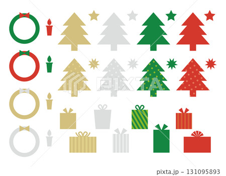 シンプルでかわいいいろいろなクリスマスのアイコン素材セット 131095893