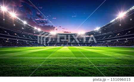 《AI画像》ナイター設備のついたスタジアム 131096015