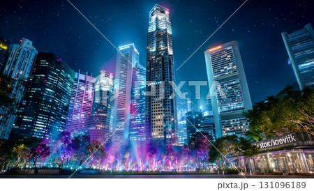 活気に満ちた未来都市の夜景 131096189