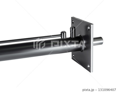 Black hydraulic cylinder pump on white background isolated 131096407