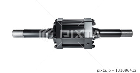 Black hydraulic cylinder pump on white background isolated 131096412