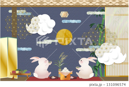 十五夜のモダンなイラストテンプレート素材 131096574