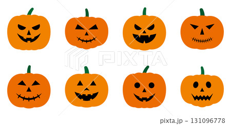 ハロウィン　南瓜　ジャックオーランタン　セット　ベクター　イラスト 131096778