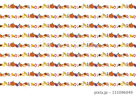 秋モチーフのライン柄（整列配置） 131096849