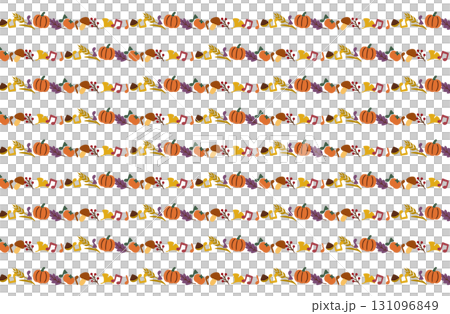 秋モチーフのライン柄（整列配置） 131096849