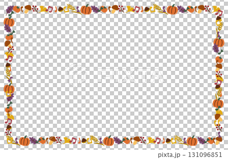 Autumn frame material - pumpkin and fallen leaves 131096851
