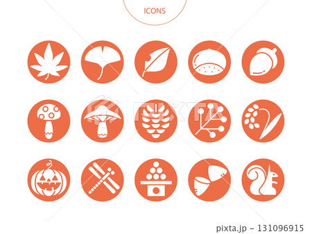 秋　アイコン ピクトグラム　ベクター イラスト　セット 131096915