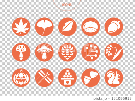 秋　アイコン ピクトグラム　ベクター イラスト　セット 131096915