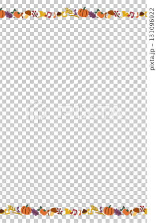 Autumn frame material - Pumpkin and fallen leaves decoration 131096922