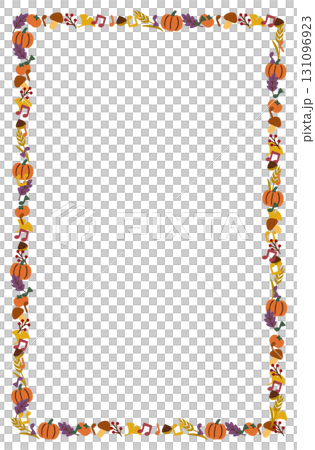 Autumn frame material - pumpkin and fallen leaves 131096923