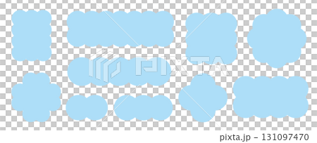 Fluffy cloud abstract shape fluffy frame light blue set vector Fluffy cloud abstract shape fluffy frame light blue set vector 131097470